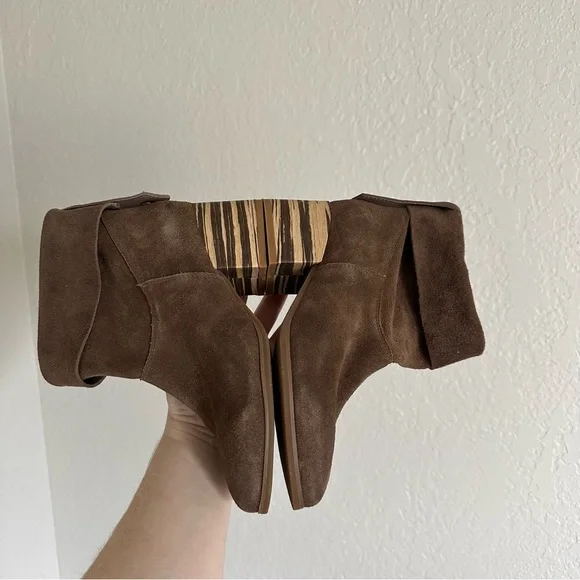 Anthropologie X ANTELOPE Brown Suede Leather Almond Toe Block Heel Slouc… - Picture 3 of 8